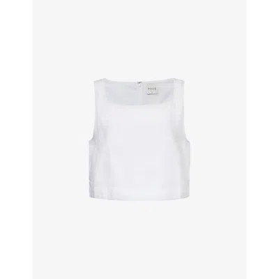 Posse Womens Ivory Val Cropped Linen Top