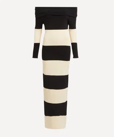 Posse Theo Off The Shoulder Dress In Cream-black In Neutral