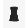 Posse Womens Black Emma Two-patch-pockets Linen Vest In Black