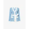 Posse Womens Blue Stripe Ari Stripe Knitted Cardigan Xs In Multi