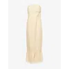 Posse Womens Dusty Citron Essie Strapless Linen Midi Dress Xs In Neutral
