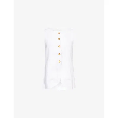Posse Womens Emma Two-patch-pockets Linen Vest Ivory Xl