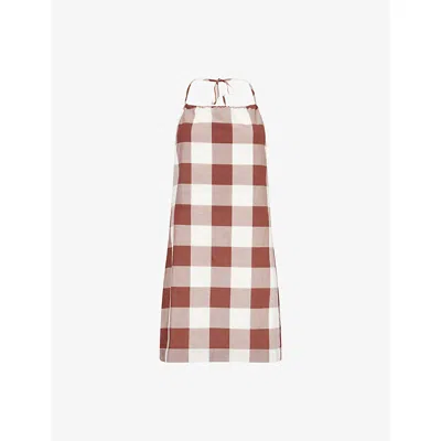 POSSE WOMENS POSSE CALLIE GINGHAM-PRINT COTTON MINI DRESS