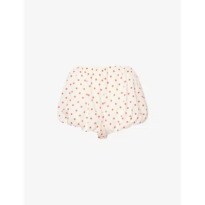 Posse Womens Petite Polka Dot Aurelia Polka-dot Puffball Woven Shorts Xs In Pink