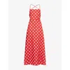 Posse Lori Polka-dot Linen Maxi Dress In Polka Dot
