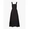 Posse Amelia Broderie Anglaise Cotton Maxi Dress In Black