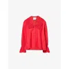 Posse Womens Ruby Beryl Embroidered-collar Cotton Shirt In Ruby