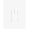 Posse Womens Emma Two-patch-pockets Linen Vest Ivory Xl In White