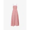 Posse Lori Open-back Gingham Linen-seersucker Maxi Dress