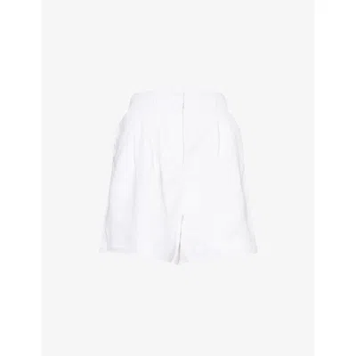 Posse Womens Ivory Marchello Pleat-front Linen Shorts