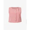 Posse Womens Red Gingham Rio Gingham Cotton-poplin Top Xs In Pink