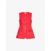 Posse Womens Red Matilda Ruffle-trim Linen Vest In Red