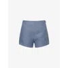 Posse Womens Steel Blue Thea High-rise Linen Shorts In Blue