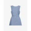 Posse Womens Steel Blue Thea Sleeveless Linen Tunic Top Xs In Blue