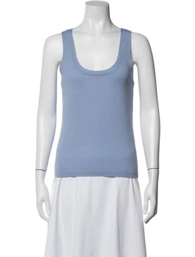 Pre-owned Posse Wool Scoop Neck Top In Blue