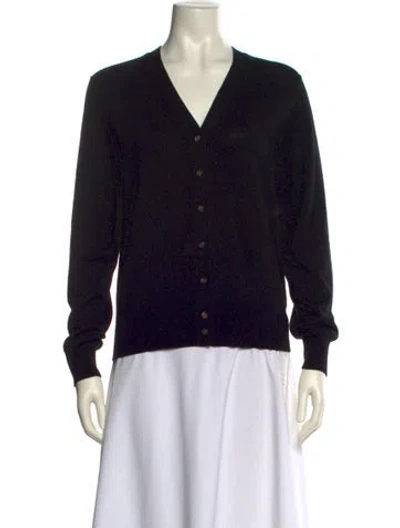 Pre-owned Posse Wool V-neck Sweater In Black