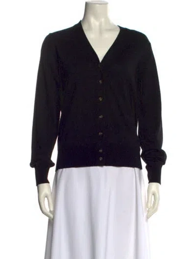 Pre-owned Posse Wool V-neck Sweater In Black