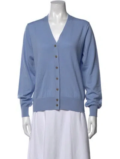 Pre-owned Posse Wool V-neck Sweater In Blue