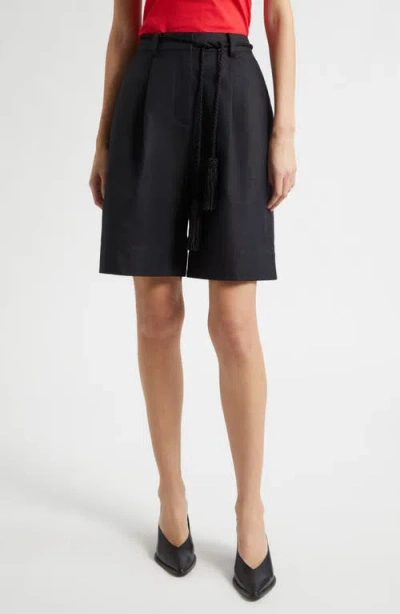 Posse Yvette High Rise Linen Blend Shorts In Black