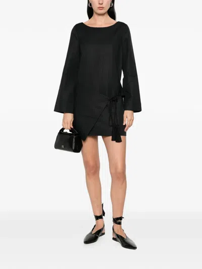 Posse Yvette Long-sleeve Mini Dress In Black