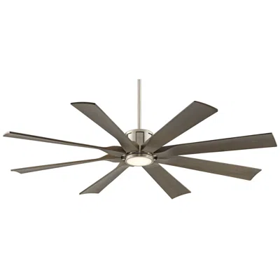 Possini Euro Design 60" Possini Defender Brushed Nickel Damp Led Ceiling Fan With Remote