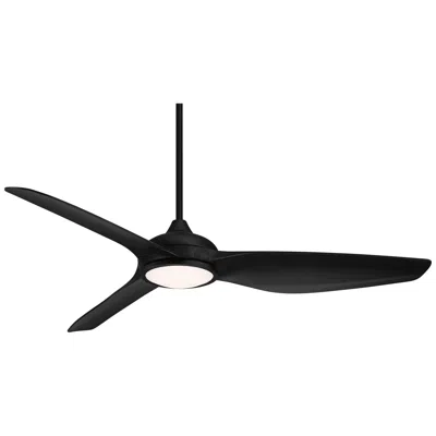 Possini Euro Design 60" Possini Euro Dark Vader Matte Black Damp Remote Led Ceiling Fan