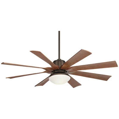 Possini Euro Design 60" Possini Euro Defender Bronze And Koa Led Ceiling Fan With Remote
