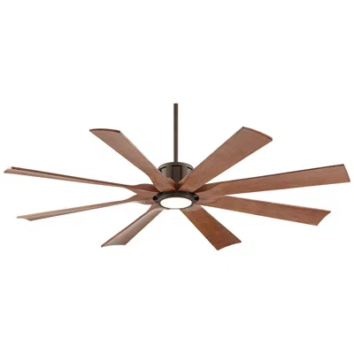 Possini Euro Design 60" Possini Euro Defender Bronze Koa Led Ceiling Fan With Remote