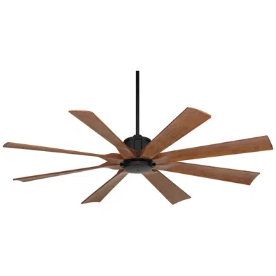 Possini Euro Design 60" Possini Euro Defender Matte Black Koa Ceiling Fan With Remote