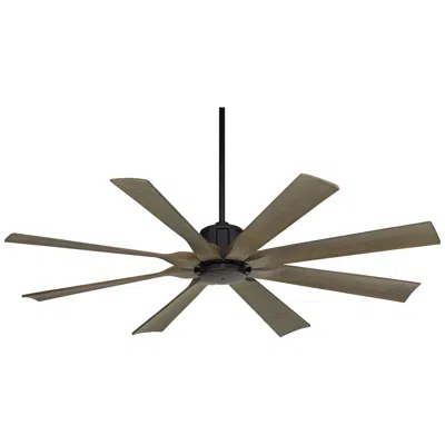 Possini Euro Design 60" Possini Euro Defender Matte Black Weathered Oak Damp Ceiling Fan