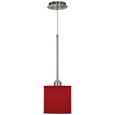 Possini Euro Design 7" Wide Textured Faux Silk Red Mini Pendant Light