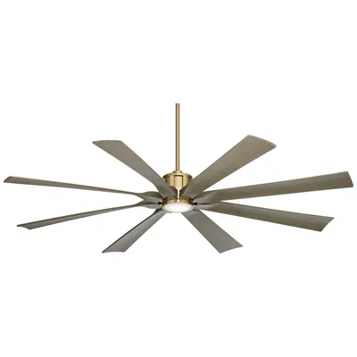 Possini Euro Design 70" Possini Defender Soft Brass Damp Rated Led Ceiling Fan With Remote