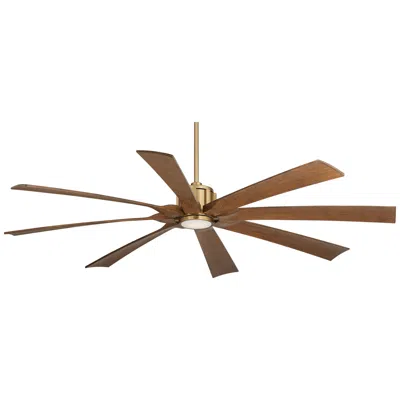 Possini Euro Design 70" Possini Defender Soft Brass Koa Damp Led Ceiling Fan With Remote