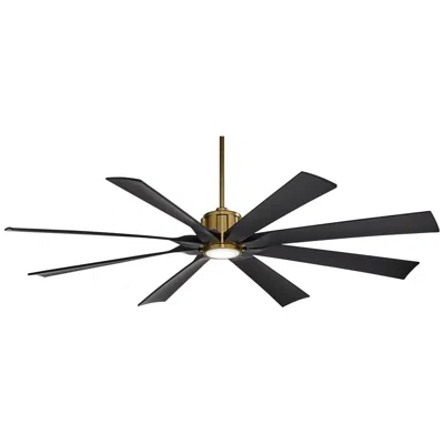 Possini Euro Design 70" Possini Defender Soft Brass/black Damp Led Ceiling Fan With Remote