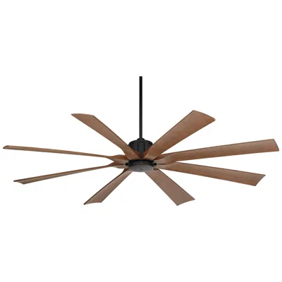 Possini Euro Design 70" Possini Euro Defender Matte Black Koa Damp Ceiling Fan With Remote