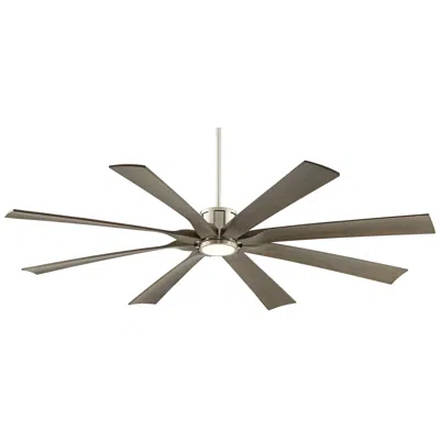 Possini Euro Design 70" Possini Euro Defender Nickel And Oak Damp Led Fan With Remote