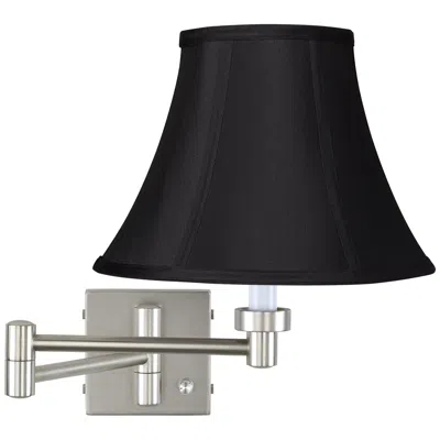 Possini Euro Design Brushed Nickel Black Bell Shade Swing Arm Wall Lamp