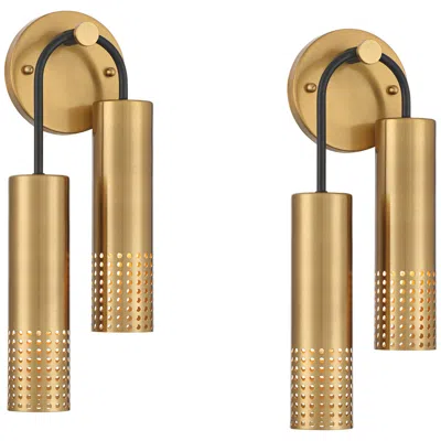 Possini Euro Design Celine 16" High Warm Gold 2-light Wall Sconce Set Of 2