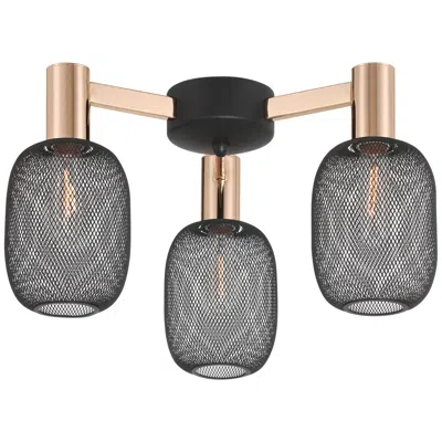 Possini Euro Design Coburn 16 3/4" Wide Rose Gold Black Mesh 3-light Ceiling Light