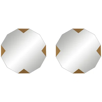 Possini Euro Design Drayden Gold 31" X 31" Triangles Wall Mirrors Set Of 2