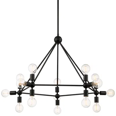 Possini Euro Design Lundry 45" Wide Gloss Black 15-light Pentagon Chandelier