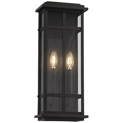 Possini Euro Design Metrix 20" High Black 2-light Rectangular Outdoor Wall Light