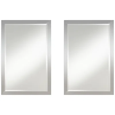 Possini Euro Design Metzeo Chrome 22" X 33" Rectangular Wall Mirrors Set Of 2 In Multi