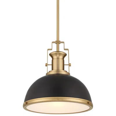 Possini Euro Design Posey 13" Wide Black And Gold Dome Pendant Light