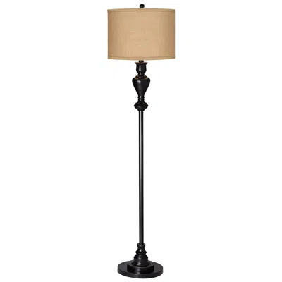 Possini Euro Design Possii Euro 58"  Woven Burlap Black Bronze Font Floor Lamp