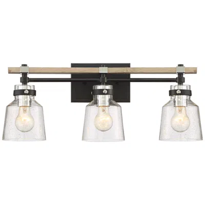 Possini Euro Design Possini Broadway 23" Wide Black And Painted Wood 3-light Bath Light