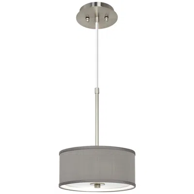 Possini Euro Design Possini Euro 10 1/4" Wide Nickel And Gray Faux Silk Shade Mini Pendant