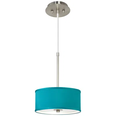 Possini Euro Design Possini Euro 10 1/4" Wide Nickel And Teal Blue Faux Silk Mini Pendant