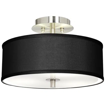 Possini Euro Design Possini Euro 14" Wide Black Faux Silk Modern Ceiling Light