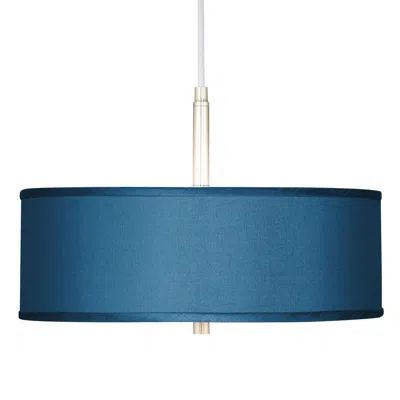 Possini Euro Design Possini Euro 16" Wide Nickel And Textured Blue Pendant Light